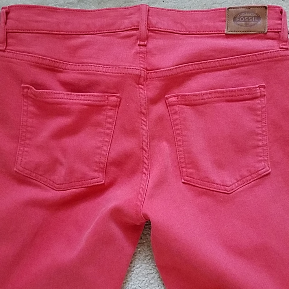 FOSSIL RED 5 POCKET Skinny JEANS..EUC